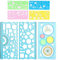 CJQRL 7 Stück Multifunktionales Geometrisches Lineal, Kreisschablone, Kunststoff Zeichenlineal, Transparent Mehrzweckzeichnung Kinder Zeichnungsschablone Messwerkzeug Entwurfslineal (Blau)