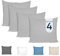 Dreamzie Kissenbezug 50x50 (4er Set) - 100% Jersey Baumwolle 150 g/qm Kissenbezüge - Grau - Für Kissen 50 x 50 cm - Kissenhülle - Kissenbezug - Resistent und Hypoallergen - Zertifiziert Oeko-Tex