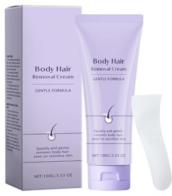 NAOLVE Hair Removal Cream with Scraper, Gentle, Moisturize and Hydrate, Suitable for Al Skin Types, for Unwanted Hair in Arms, Private Parts, Underarms, Legs & Bikini Area, Ideal for Women Men, 100g