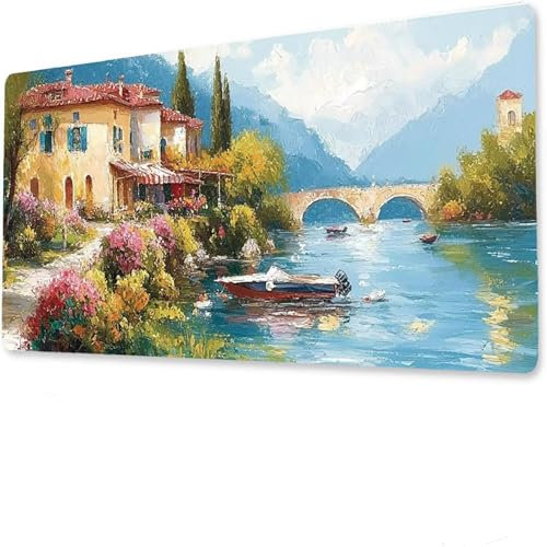 Usine Mouse Pad Mat, Tapis de Souris Gaming XXL 1600x800x4mm, sous-Main Bureau Gamer, Tapis Table Joueur sans Couture Extra Large, Base antidérapante, Clavier Preuve de l'eau Bâtiment I-9