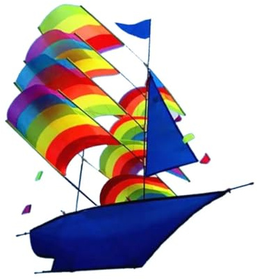 BoBoBn 3D Regenbogen Segeln Kite Bunte Schiff 3D Kite Folding Strand Drachen Große Segelboot