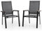 MFSTUDIO Gartenstuhl 2er Set Aluminium, Textilene Balkon Stühle Stapelbar mit Handlauf mit Holzmaserung, Outdoor Sessel für Terrasse, Balkon, Veranda, Wetterfest
