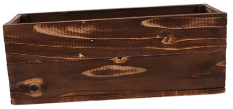 KONTONTY Maceta De Madera para Exteriores Macetas Grandes De Madera Rectangulares 40x14x15 Cm Jardín Balcón Carbonizada Resistente Al Clima para Suculentas y Huerto Al Aire Libre
