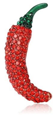 Süße rote Chili-Brosche für Damen, Böhmische tropische Pfeffer-Gemüse Brosche Anstecknadel für Frauen Hut Tasche Anzug Kleid Zubehör Schmuck