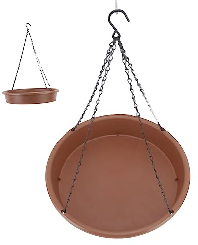 EMUKOEP Vogeltränke Zum Aufhängen, Rund, aus Kunststoff, Zum Aufhängen, Vogeltränke für Draußen, Braun