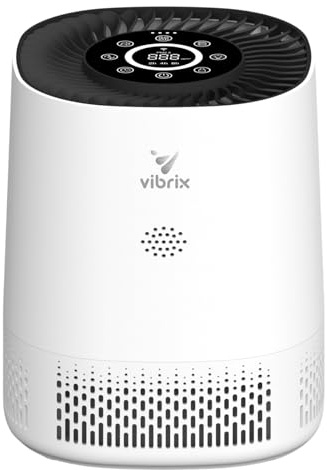 Vibrix PureFlow15 Luftreiniger für Allergiker, HEPA H13, CADR 100 m³/h | USB-C, CE, 6-stufiges mit HEPA H13 & Aktivkohle, entfernt 99,95% Staub, Pollen & Tierhaare, leise 25–50 dB