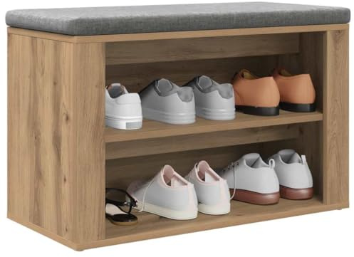 vidaXL Shoe Rack Artisan oak 75 x 35 x 45 cm Engineered wood, Living Room, Compact Shoe Rack, Modern Shelf Unit, Durable Storage, Entryway Bench, Functional Furniture, Efficient Organizer