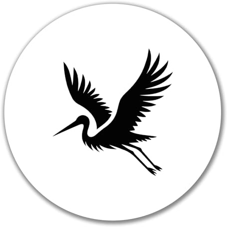 Huuraa Aufkleber Storch Silhouette Geschenk | Dekoaufkleber 10cm rund Sticker Geschenkidee Dekoausticker