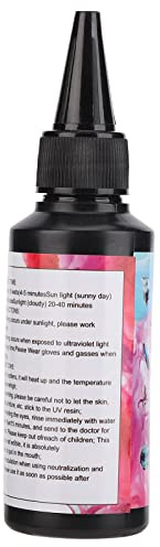Résine UV à durcissement rapide pour décoration de bricolage, couleur transparente, anti-jaunissement, colle UV transparente, revêtement UV transparent (60 g)