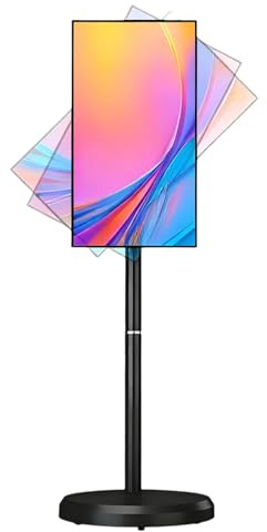HYHACYH 21.5-Inch Portable Smart TV, 1080P Portable Wireless Rolling TV with Built-in Android OS, Mobile Portable Monitor with Rechargeable Battery, for Bedroom, Kitchen Black