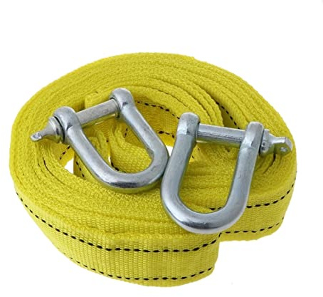 Cordon de câble de remorquage, Câble de remorquage for treuil 5 tonnes, 4 m x, cm, en Nylon et métal, avec 2 Crochets Forme U