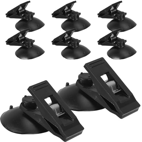 GARVALON Lot de 8 Pinces à Ventouses Noires 5x3x3 Cm, Clips de Rangement pour Cartes, Tickets et Rideaux, Fixation Polyvalente pour Voiture et Maison, Support Photo et Porte-documents