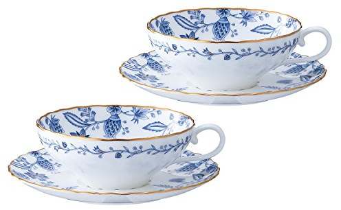 Bone china blue Sorrentino tea porcelain bowl plate pair set P58043A/4562 (japan import)
