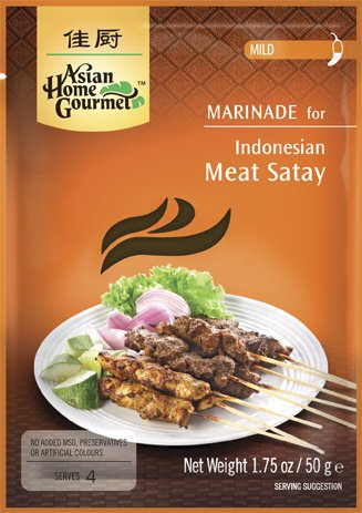 ASIAN HOME GOURMET 3er Pack Marinade für indonesisches Fleisch Satay / Saté MILD [3x 50g]