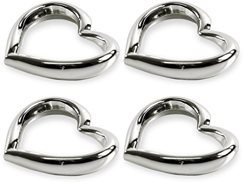 SILBERKANNE Serviettenring-Garnitur Herzen 4 TLG 5x5 cm Premium Silber Plated edel versilbert in Top Verarbeitung