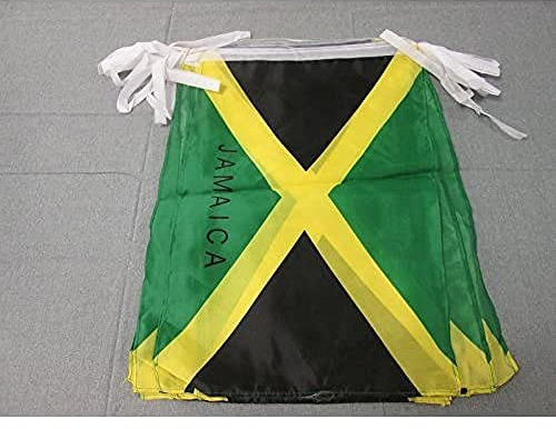 AZ FLAG - Fahnenkette Jamaika Mit Land Aufschreibt 12 Meter Mit 20 Flaggen - 45x30 cm - Jamaikanische Girlande Flaggenkette 30 x 45 cm