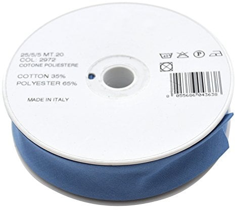 Inastri COL2972 Schrägband-Rolle, Polybaumwolle, Blau, 20 m, 25/5/5 mm