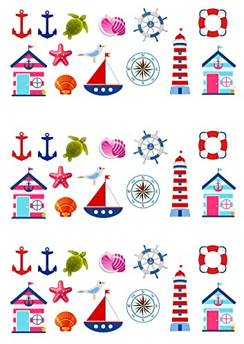 42 Stand Up Seaside Nautical Boat Beach Hut Themed Edible Wafer paper Cake Toppers Decorations
