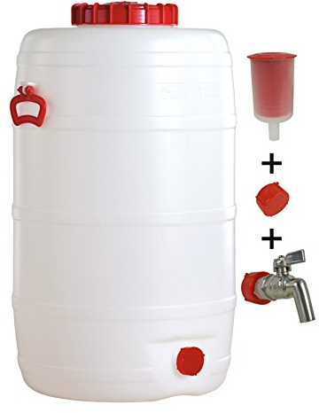 Graf Getränkefass Rund 120 Liter mit Messing Auslaufhahn 3/4 und Gärspund