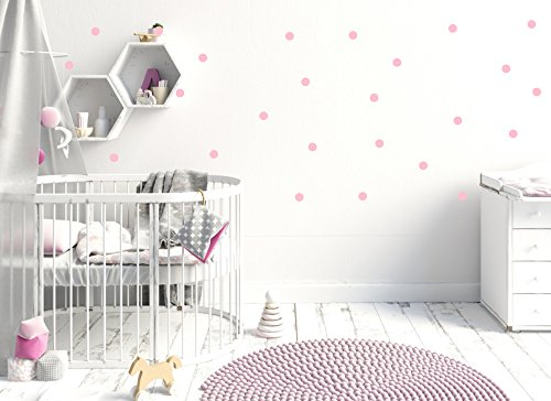 timalo® - Wandtattoo 64 Stück pastellrosa Kreise Aufkleber 73066 pastell, babyrosa