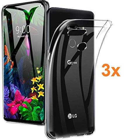 REY Pack 3X Transparent Silikonhülle TPU für LG G8 THINQ, Handyhülle Premium Kratzfest TPU Durchsichtige Schutzhülle, Ultradünne 0,33 mm