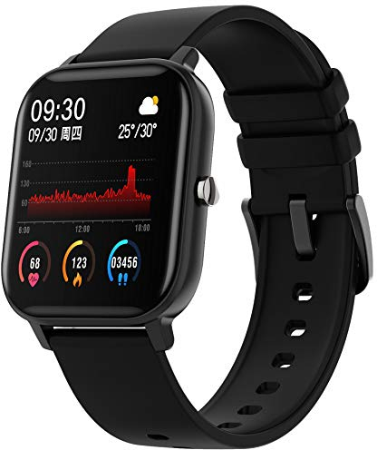 findtime Fitness Armband Uhr Smartwatch mit Blutdruckmessung Herren Fitnessuhr Sportuhren Schrittzähler Pulsmesser Kalorienzähler Pulsuhren Android IOS Tracker Watch Damen Männer Armbanduhr Schwarz