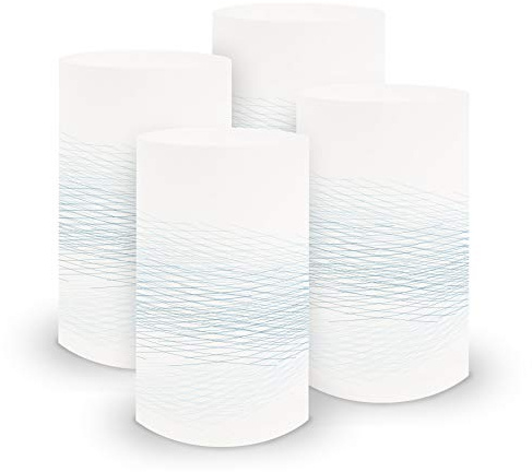 itenga 6X Windlicht Tischlicht aus Folie I Linien I 10,0 x 21,0 cm I ideal als Tischdeko für Jede Feierlichkeit I geeignet für Teelichter oder LED-Kerzen (Hellblau)