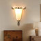 WRMING Vintage Wandleuchte Messing, Landhaus Innen Wandlampe mit weiße Glasschirm, 6W Treppenhaus Wandbeleuchtung Warmweiß Flurlampe in Antik-Finish, E27 Fassung, Schlafzimmer Wohnzimmer Deko,B