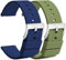 TStrap Montre Bracelets Silicone 22mm - Bracelet de Montre à Dégagement Rapide Caoutchouc Bleu Vert Hommes Femmes Sport - Bracelets de Montres étanche pour Smartwatch Boucle Argent - 18mm 20mm