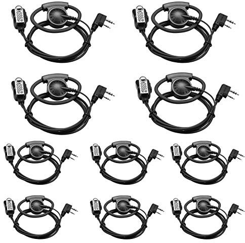 Retevis EEK012 Cuffie Regolabili a Tipo-D con Microfono PTT Compatibili con Radio Bidirezionale Kenwood BAOFENG UV5R 888S Cuffie Walkie Talkie RT24 RT27 (10 Pezzi)