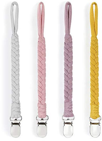 Catenella Portaciuccio ,Ciuccio Clip Baby Catena per Ciuccio in Cotone per Bambini Infantile Baby Sciarpa Baby Shower Regali(viola)