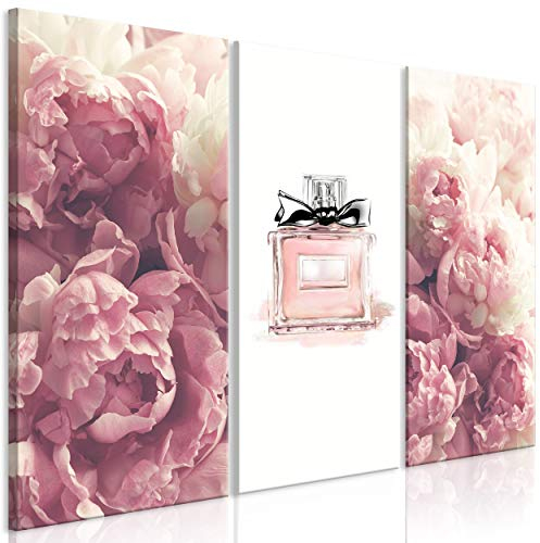 decomonkey Bilder Blumen Rose 120x80 cm 3 Teilig Wandbild Groß Leinwandbild XXL Deko Wohnzimmer Schlafzimmer Büro Wanddeko Leinwand Pictures For Wall Poster Wall Painting Perfum Pfingstrose