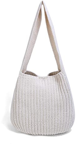 ENBEI Women's Shoulder Handbags Crocheted Bags Large knit bag Tote bag aesthetic for school cute Tote bags Beach Bag Tote