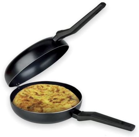 TIENDA EURASIA® Sarten Tortilla Patatas - Sarten Doble Voltea Tortillas - Fabricado en Aluminio Antiadherente - Anclaje que Facilita dar la Vuelta a la Tortilla (20 cm)