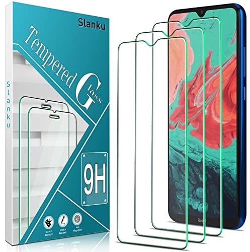 Slanku [3 Piezas Protector de Pantalla para Xiaomi Redmi Note 8T Vidrio Templado, 9H Dureza, Anti-Rasguños, Sin Burbujas, Fácil de Instalar, HD Vidrio Templado Premium