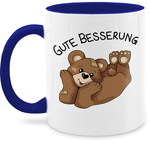 Tasse Tassen 325ml - Statement - Gute Besserung liegender Bär - 325 ml - Dunkelblau - kaffetassen sprüche statements kaffeetasse statement-tasse frohes neues jahr new year mit