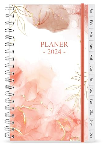 2025 Planer, A6 Wochenplaner mit Monatsregistern, Gesäßtasche, elastischer Verschluss, flexibler Einband, Doppeldrahtbindung, einfache Organisation des täglichen Lebens, Krickente, 10 x 17.5cm, Rose