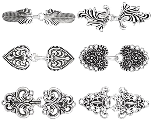 Dacitiery 6 Stück Vintage Pullover Schal Clips, Metall Strickjacke Clip, Vintage Kragen Schal Pin Retro Umhang Broschen Schal Pins Pullover Clips Cardigan Clip für Frauen Mädchen