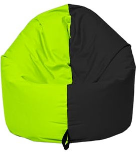 Momiralland Sitzsack 2 in 1 Funktion für bequemes Sitzen & Liegen – Indoor & Outdoor da er Wasserfest ist – Bdenkissen – für Kinder & Erwachsene (Schwarz - Kiwi, 120 cm - Durchmesser)