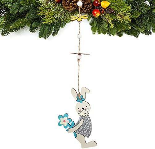 Osterhasen-Baumschmuck – Osterhase 2D-Holz-Hängeornamente – niedliches Häschen gemustertes Partyzubehör für den Innenbereich, Heimdekorationen für Ostern, Frühling, Urlaub, Generisch
