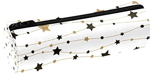 Stars and Dots Lederfass Stiftetui Münzbörse Kosmetiktasche für Studenten Schreibwaren Schule Büro Aufbewahrung