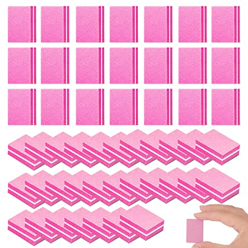 Blocs Polissoir Ongles,50 Pcs Blocs Lime de Polissage Professionnelle Double Face Grain 100/180,bloc polissoir ongles,Buffer Lavable pour Ongles en Naturel, Gel, Ongles Acrylique Rose