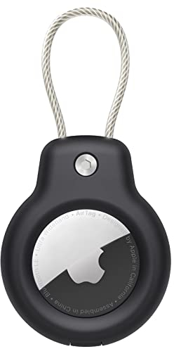 SPGUARD Compatible avec Le Support Apple AirTag Secure avec câble, Air Tag Lock Case Porte-clés pour Bagages & Plus(Noir)