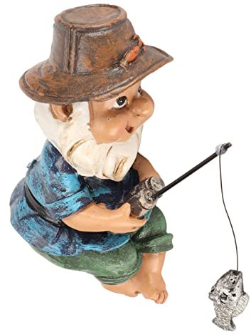 Outdoor Garden Gnome, UV Resistant Fishing Gnome Nanny Interesting No Fade for Pond