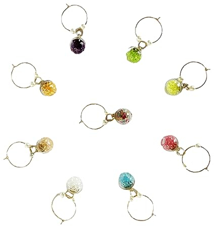 Breloques pour Verres à Vin, 18Pcs Charmes de Verre à Vin Balises Identification Marqueurs de Verre à Vin Décoratifs Colorés Marqueurs à Boisson pour Wine Dégustation Party Favors Décorations