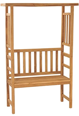 RAUGAJ Gartenbank mit Pergola, 115 cm, Teakholz, Material: fein geschliffenes Teak-Hartholz mit Wasserbasis