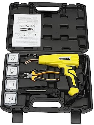 gegeweeret Kunststoffschweißgerät 220V 100W, 400 Heftklammern & 400°C Maximaltemperatur – Inkl. Werkzeugset für Stoßstangen, Motorradteile & Plastikreparaturen (Gelb)