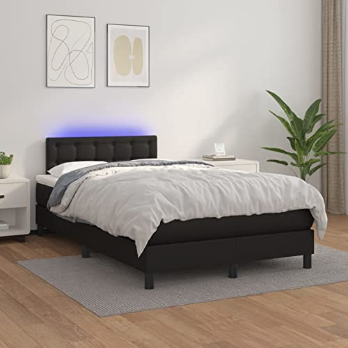 JUNZAI Boxspringbett mit Matratze & Schwarz 120x200 cm Kunstleder, Bett, Bettgestell, Jugendbett, Schlafzimmer Bett, Schlafzimmer Komplett, Bed Fram 3134213