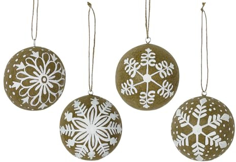 zeitzone Christbaumkugeln Papier 4 Stück Nordic Boho Pappmache Schneeflocke Weihnachten