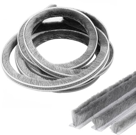 10 m Junta de cepillo para puerta, autoadhesiva, 7 mm (ancho) x 12 mm (diámetro), protección contra insectos, cepillo para puerta, ventana, armario, burlete para puertas